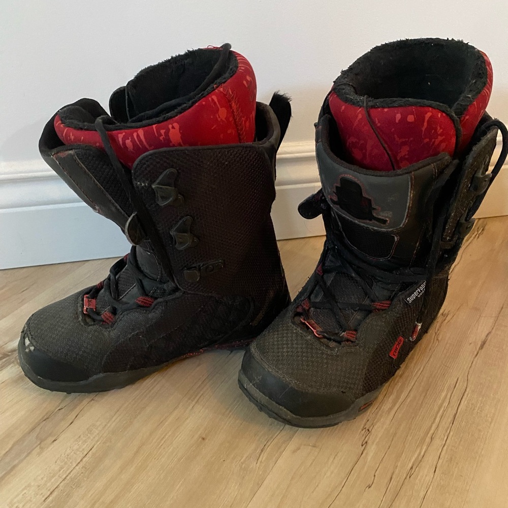 Black and Red Snowboard Boots